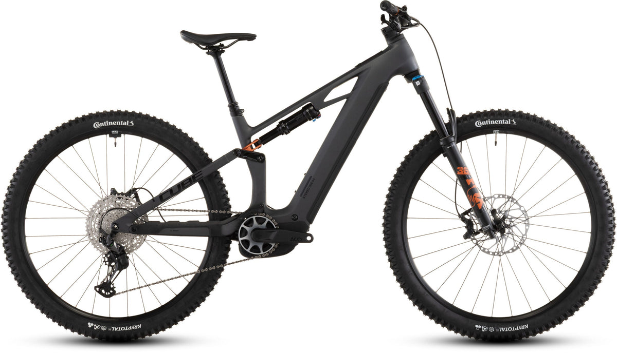 Vélo électrique Cube Stereo Hybrid ONE44 HPC SLX 800 gris et orange, vue d'ensemble